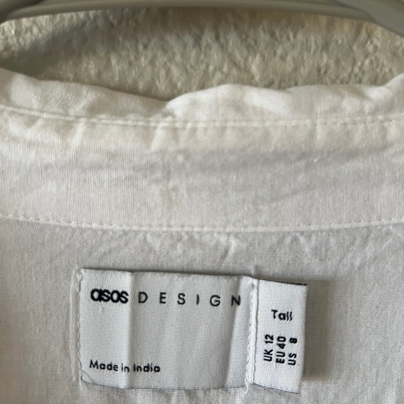 ASOS DESIGN White Button-Down Tunic Shirt Dress – Tall Size 8 (US) - Picture 4 of 5